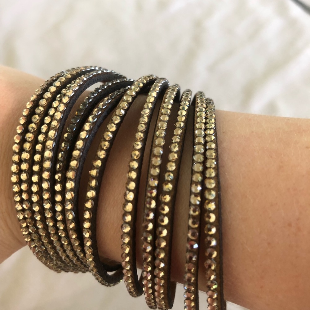 Gold and brown wrap bracelet